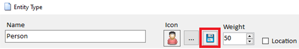 New Save button for Entity Type icon