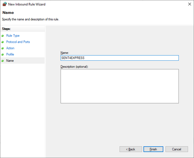 New Inbound Rule Wizard Rule Name New Inbound Rule Wizard Rule Name